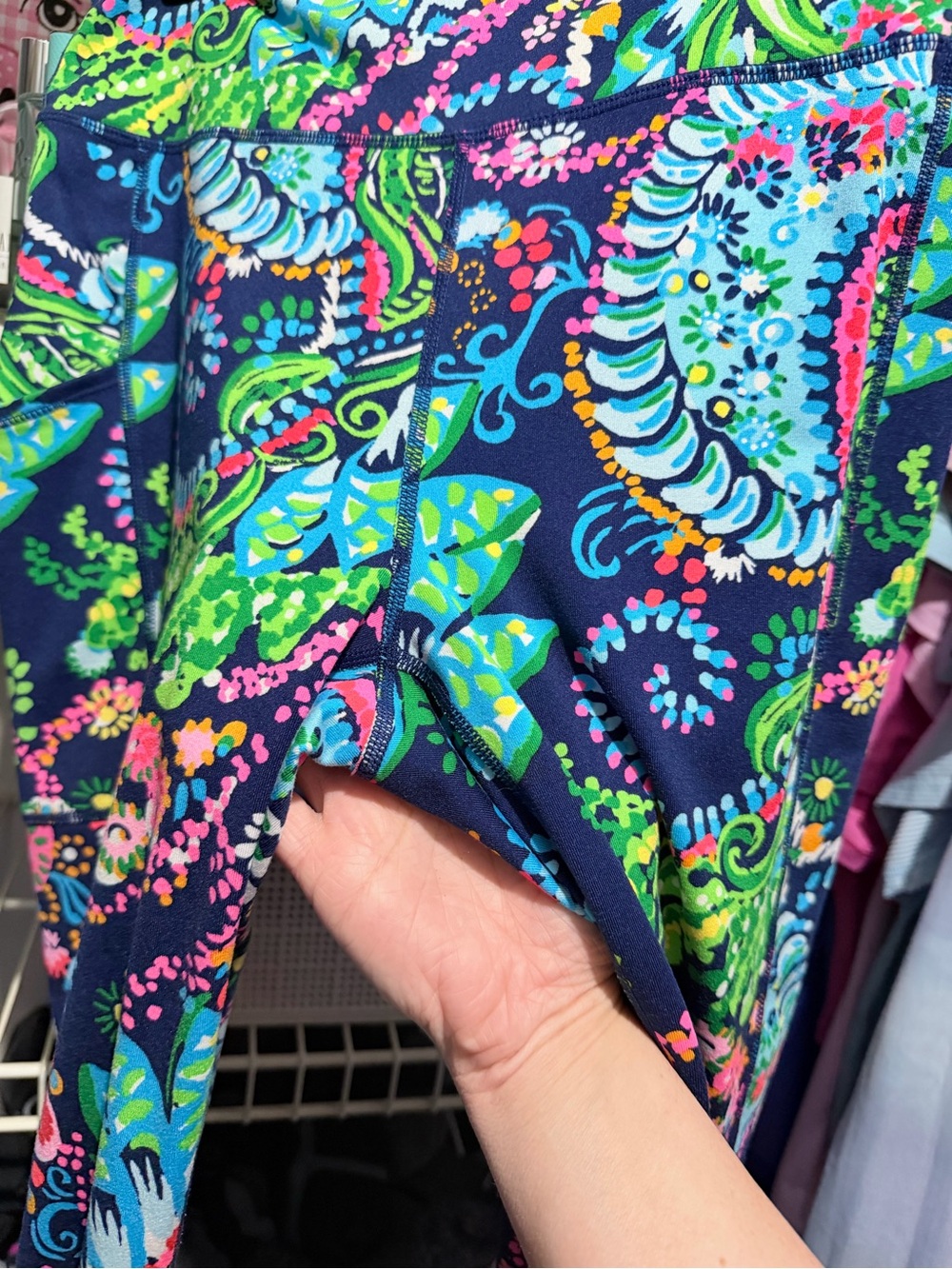 Lilly Pulitzer Navy Multicolor Floral Print Leggings “take me to the sea”